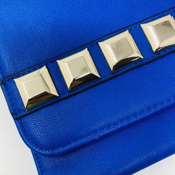 MMS Studio Women's Blue Shoulder Bag Clutch Crossbody‎ Messenger Gold Chain - Picture 7 of 8